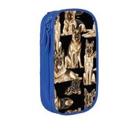 XTUAG German Shepherd Dog Large Capacity Double Layer Student Pen Caseback To School Supplies Forteen, Blue, RXZER23