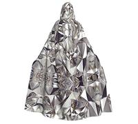 XTUAG Glitter Abstract Diamond Crystal Pattern Costume Halloween Hooded Full Length Hooded Cloak Halloween Christmas Fancy Cape Costumes
