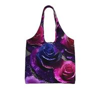 XTUAG Gold Black Wallpaper Canvas Bag Bag Handbag Eco-Friendly Reusable Groceryshopping Bags For Women Girls, Glitter Sequin Roses, One Size
