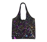 XTUAG Gold Black Wallpaper Canvas Bag Bag Handbag Eco-Friendly Reusable Groceryshopping Bags For Women Girls, Glitter Sequin Spot, One Size