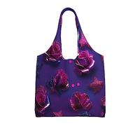 XTUAG Gold Black Wallpaper Canvas Bag Bag Handbag Eco-Friendly Reusable Groceryshopping Bags For Women Girls, Glitter Sequin Rose, One Size