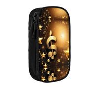 XTUAG Gold Musical Note With Fallen Shiny Star Large Capacity Double Layer Student Pen Caseback To School Supplies Forteen