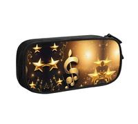 XTUAG Gold Musical Note With Fallen Shiny Star Large Capacity Double Layer Student Pen Caseback To School Supplies Forteen