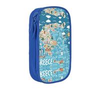 XTUAG Greece Map Large Capacity Double Layer Student Pen Caseback To School Supplies Forteen