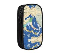 XTUAG Greece Map Large Capacity Double Layer Student Pen Caseback To School Supplies Forteen