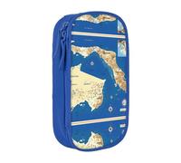 XTUAG Greece Map Print Large Capacity Double Layer Student Pen Caseback To School Supplies Forteen