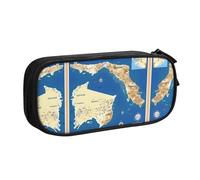 XTUAG Greece Map Print Large Capacity Double Layer Student Pen Caseback To School Supplies Forteen, Black, RXZER23