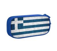 XTUAG Greek Flag Large Capacity Double Layer Student Pen Caseback To School Supplies Forteen