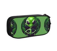 XTUAG Green Alien Large Capacity Double Layer Student Pen Caseback To School Supplies Forteen