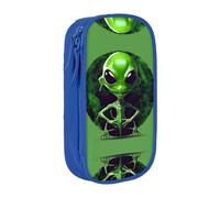 XTUAG Green Alien Large Capacity Double Layer Student Pen Caseback To School Supplies Forteen