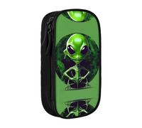 XTUAG Green Alien Large Capacity Double Layer Student Pen Caseback To School Supplies Forteen