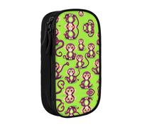 XTUAG Green Clever Monkey Large Capacity Double Layer Student Pen Caseback To School Supplies Forteen