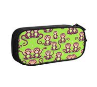 XTUAG Green Clever Monkey Large Capacity Double Layer Student Pen Caseback To School Supplies Forteen