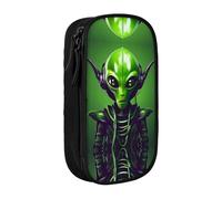 XTUAG Green Long Ear Alien Large Capacity Double Layer Student Pen Caseback To School Supplies Forteen