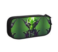 XTUAG Green Long Ear Alien Large Capacity Double Layer Student Pen Caseback To School Supplies Forteen