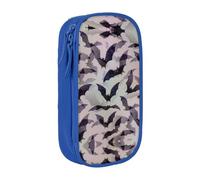 XTUAG Halloween Bats Grey Large Capacity Double Layer Student Pen Caseback To School Supplies Forteen