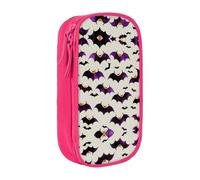 XTUAG Halloween Flying Purple Bats Large Capacity Double Layer Student Pen Caseback To School Supplies Forteen