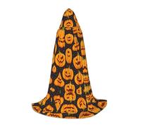 XTUAG Halloween Pumpkin Patterns Printing Hooded Capes For Teenagers Hooded Cloak Halloween Christmas Fancy Cape Costumes, Black, Large