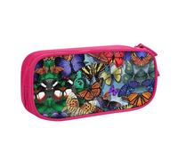 XTUAG Hand Drawn Color Butterfly Large Capacity Double Layer Student Pen Caseback To School Supplies Forteen
