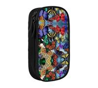 XTUAG Hand Drawn Color Butterfly Large Capacity Double Layer Student Pen Caseback To School Supplies Forteen