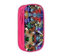 XTUAG Hand Drawn Color Butterfly Large Capacity Double Layer Student Pen Caseback To School Supplies Forteen