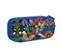 XTUAG Hand Drawn Color Butterfly Large Capacity Double Layer Student Pen Caseback To School Supplies Forteen