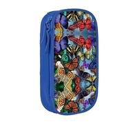 XTUAG Hand Drawn Color Butterfly Large Capacity Double Layer Student Pen Caseback To School Supplies Forteen