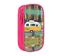 XTUAG Happy Bus Camper Large Capacity Double Layer Student Pen Caseback To School Supplies Forteen