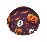 XTUAG Happy-Halloween-Day Trick-Or-Treat Shower Cap For Women, Elastic And Reusable,Double Waterproof Layers Bathing Hat