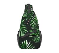 XTUAG Happy-Halloween-Day Trick-Or-Treat Unisex Crossbody Backpack Travel Hiking Casual Chest Bags Lightweight Fashion, Green Leaves of Palm Tree Tropical Plant, One Size