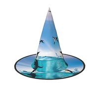 XTUAG Happy Penguin In The Water Printing Halloween Witches Hats Witch Hat Adult Halloween Cosplay Party