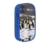 XTUAG Happy Penguins Large Capacity Double Layer Student Pen Caseback To School Supplies Forteen