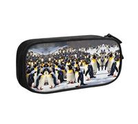 XTUAG Happy Penguins Large Capacity Double Layer Student Pen Caseback To School Supplies Forteen