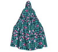 XTUAG Hawaii Red Flower Costume Halloween Hooded Full Length Hooded Cloak Halloween Christmas Fancy Cape Costumes