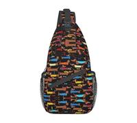 XTUAG Heaps Of Orange Monarch Butterflies Unisex Crossbody Backpack Travel Hiking Casual Chest Bags Lightweight Fashion, I Love My Dog Dachshunds, One Size