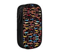 XTUAG I Love My Dog Dachshunds Large Capacity Double Layer Student Pen Caseback To School Supplies Forteen, Black, RXZER23