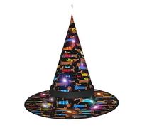 XTUAG I Love My Dog Dachshunds Printing Halloween Witches Hats Led Witch Hat Adult Halloween Cosplay Party
