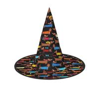XTUAG I Love My Dog Dachshunds Printing Halloween Witches Hats Witch Hat Adult Halloween Cosplay Party