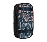 XTUAG I Love You Words With Hearts Large Capacity Double Layer Student Pen Caseback To School Supplies Forteen