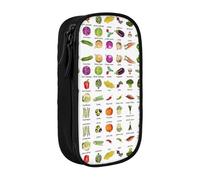 XTUAG Introduction Of Various Vegetables Large Capacity Double Layer Student Pen Caseback To School Supplies Forteen