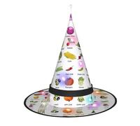 XTUAG Introduction Of Various Vegetables Printing Halloween Witches Hats Led Witch Hat Adult Halloween Cosplay Party