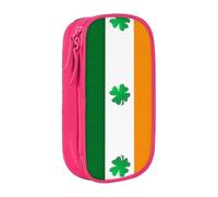 XTUAG Irish Flag Large Capacity Double Layer Student Pen Caseback To School Supplies Forteen, Pink, RXZER23