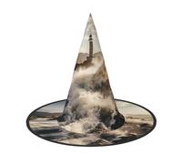 XTUAG Lighthouse Ocean Sea Printing Halloween Witches Hats Witch Hat Adult Halloween Cosplay Party