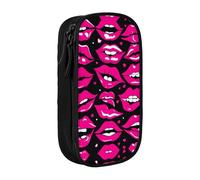XTUAG Lips Large Capacity Double Layer Student Pen Caseback To School Supplies Forteen, Black, RXZER23