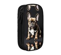 XTUAG Long Ears French Bulldog Large Capacity Double Layer Student Pen Caseback To School Supplies Forteen