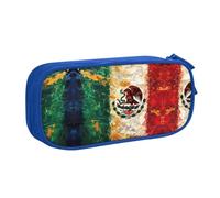 XTUAG Mexican American Flag Large Capacity Double Layer Student Pen Caseback To School Supplies Forteen