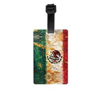 XTUAG Mexican American Flag Luggage Tag, PVC Labelpattern Travel Bag Tag with Adjustable Strap for Baggage Suitcase