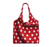 XTUAG Music Note Canvas Bag Bag Handbag Eco-Friendly Reusable Groceryshopping Bags For Women Girls, Red White Polka Dot, One Size