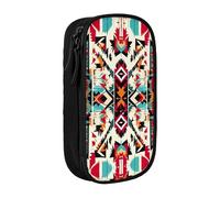 XTUAG Native American Pattern Large Capacity Double Layer Student Pen Caseback To School Supplies Forteen