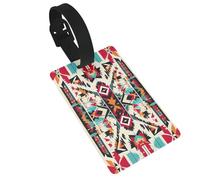 XTUAG Native American Pattern Luggage Tag, PVC Labelpattern Travel Bag Tag with Adjustable Strap for Baggage Suitcase